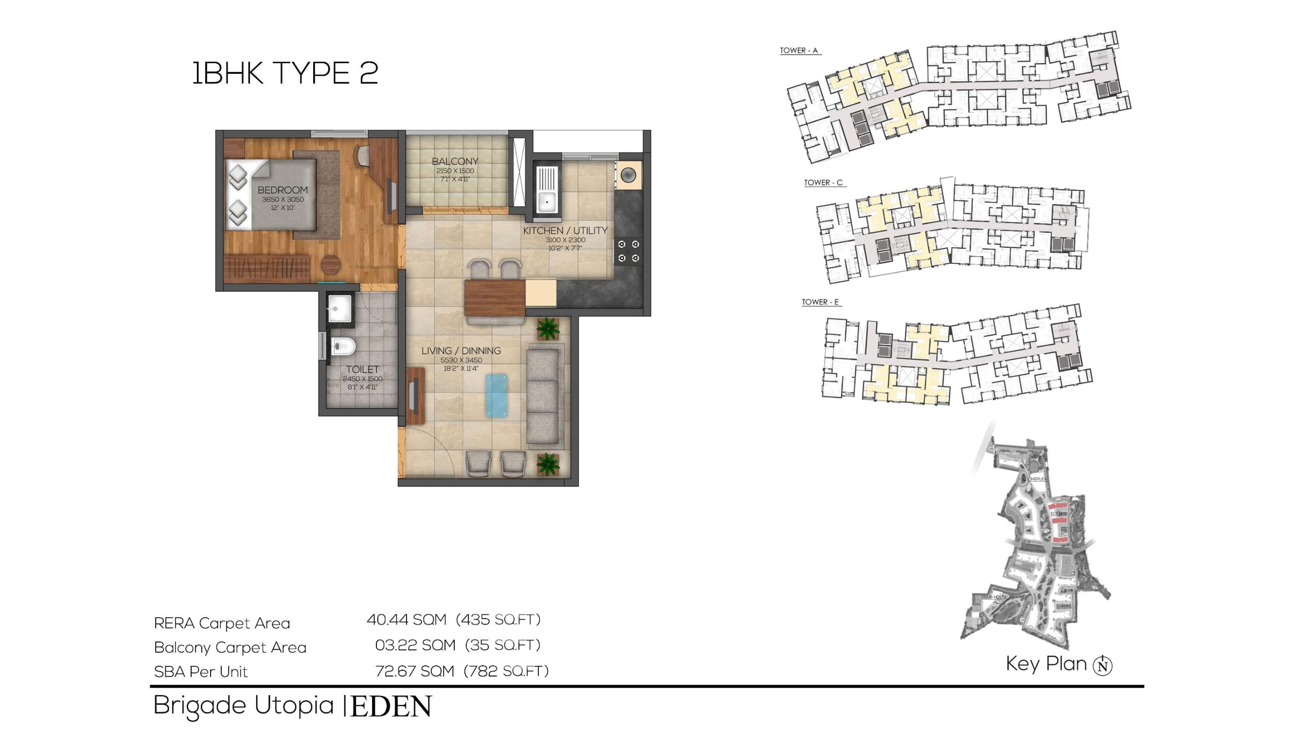1 BHK Type 2 Floor Plan